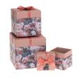 Opakowanie Pudełko prezentowe 3szt z kokardą Kwiaty