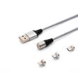 Okładka książki SAVIO KABEL MAGNETYCZNY USB - USB TYP C, MICRO I LIGHTNING, 2M, SREBRNY CL-156