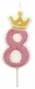Opakowanie Świeczka 8 różowa 6,8cm PARTY GO