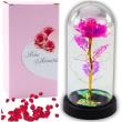 Opakowanie Wieczna róża w szkle oświetlenie LED różowa