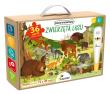 Zwierzęta lasu. Puzzle interaktywne Kakadu. Autor: Młodnicka Magdalena, Wojtyra Piotr. Dadada.pl Okładka książki Zwierzęta lasu. Puzzle interaktywne Kakadu
